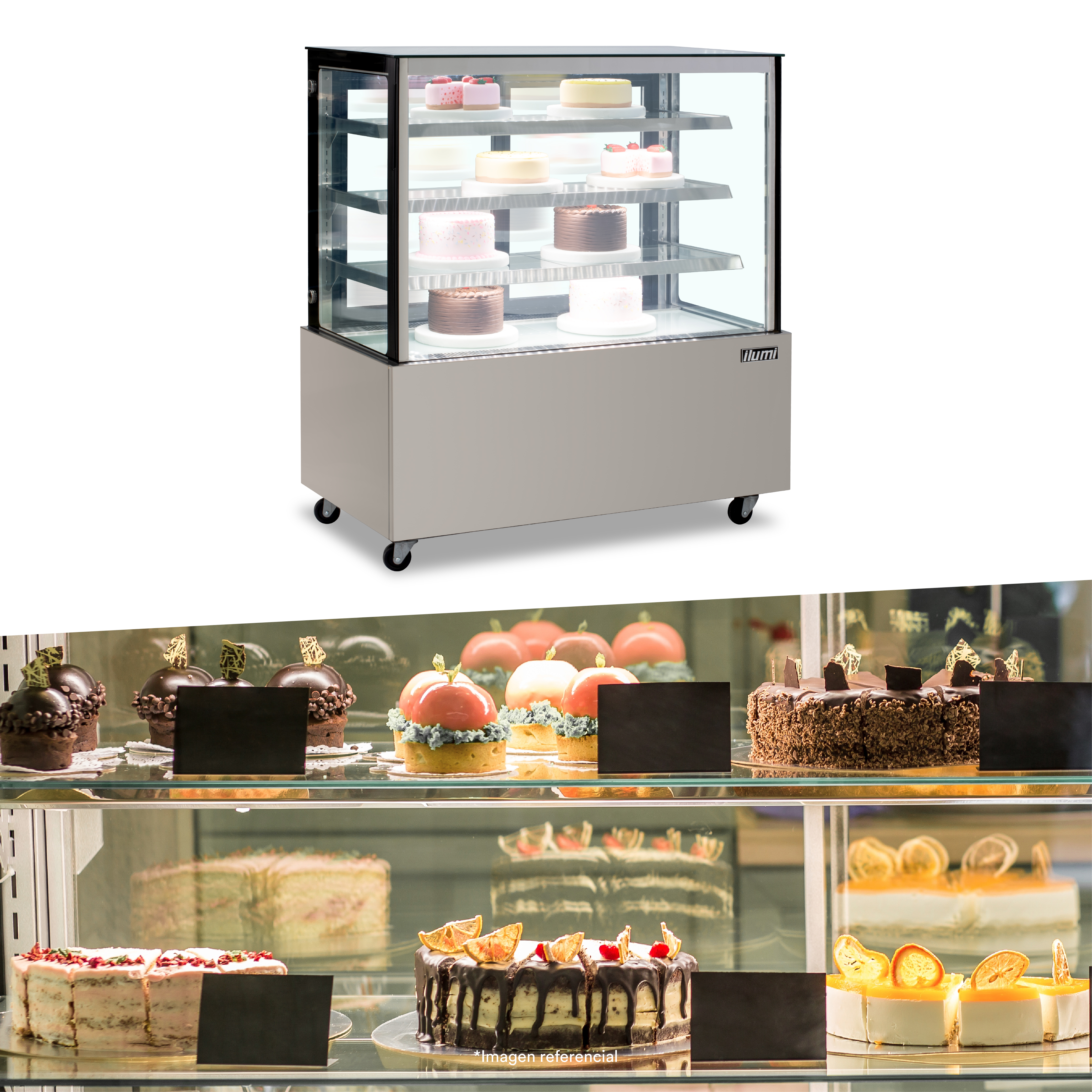 VITRINA ILUMI REFRIGERADA PLANA 3 NIVELES VRFH-1250AI - 2