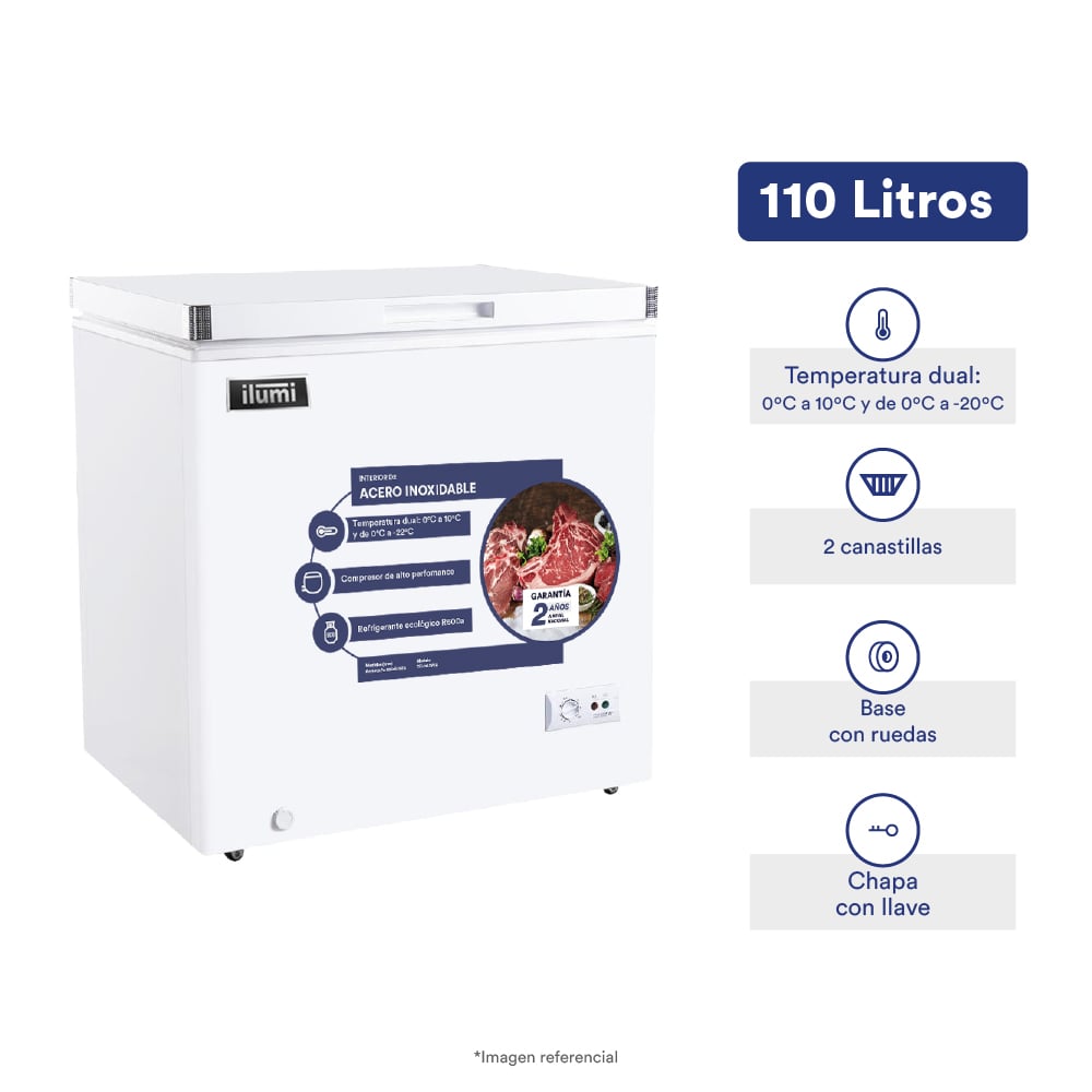 CONGELADOR DUAL ILUMI 110 LITROS BLANCO - 1