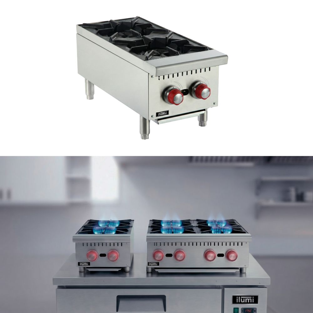 COCINA INDUSTRIAL ILUMI DE SOBREMESA A GAS CON 2 HORNILLAS - 2