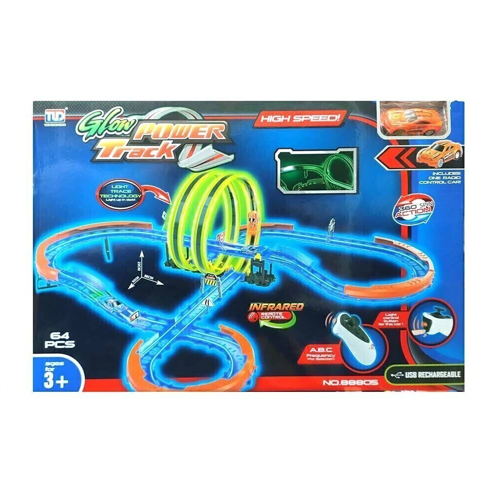 PISTA TENGLEADER 64 PIEZAS CON 1 CARRITO Y RIELES NEON - 2