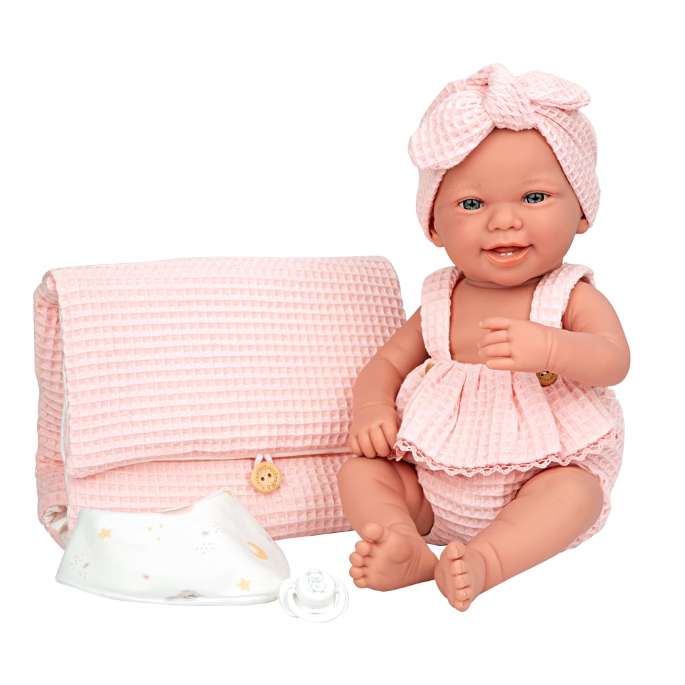 MUÑECA ELEGANCE 42 CM ZOE ROSA CON CAMBIADOR Y BABERO 65371 - 1