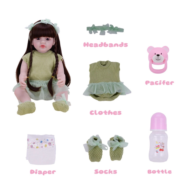 MUÑECA REBORN 55 CM B456 SONIDOS Y CANCIONES CHOMPA VERDE - 1