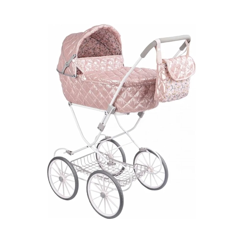COCHE DE MUÑECAS CON CAPOTA TELA BRILLANTE CON BOLSO 90CM - 1