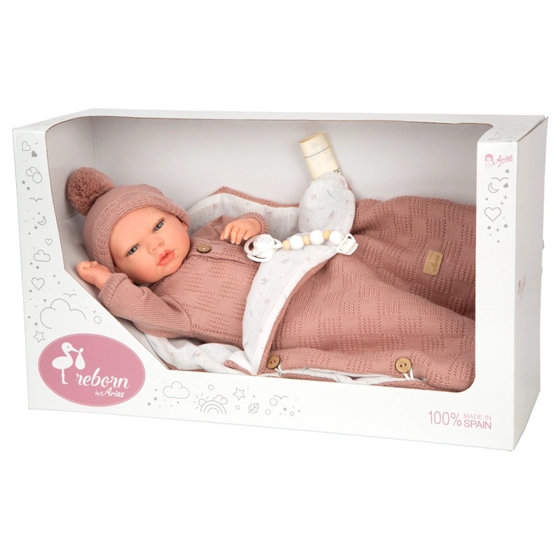 MUÑECA REBORN ARIAS 40 CM ELBA ROSA SACO DE DORMIR  98180 - 2