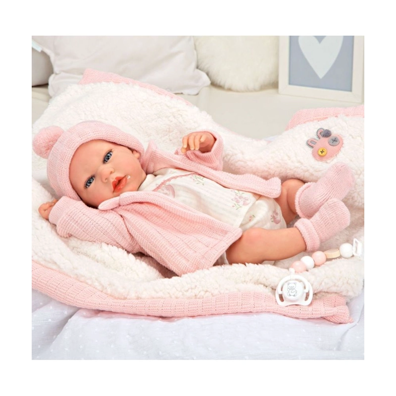 BEBÉ REBORN ARIAS 40 CM MARTA ROSA CON MANTA - 1