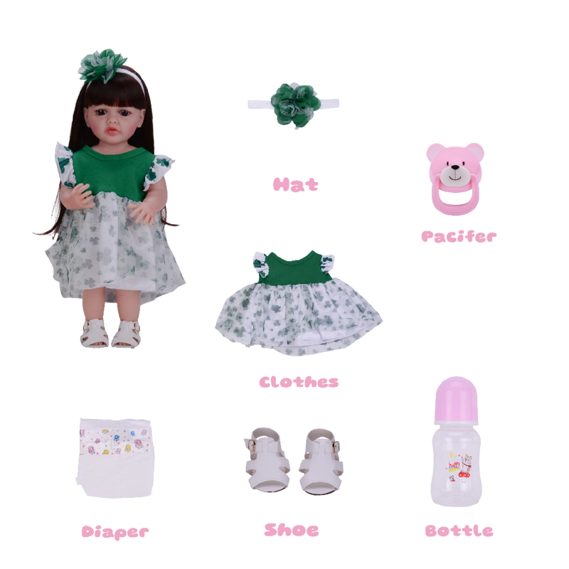 MUÑECA REBORN 55 CM B456 SONIDOS Y CANCIONES  BLANCO Y VERDE - 1