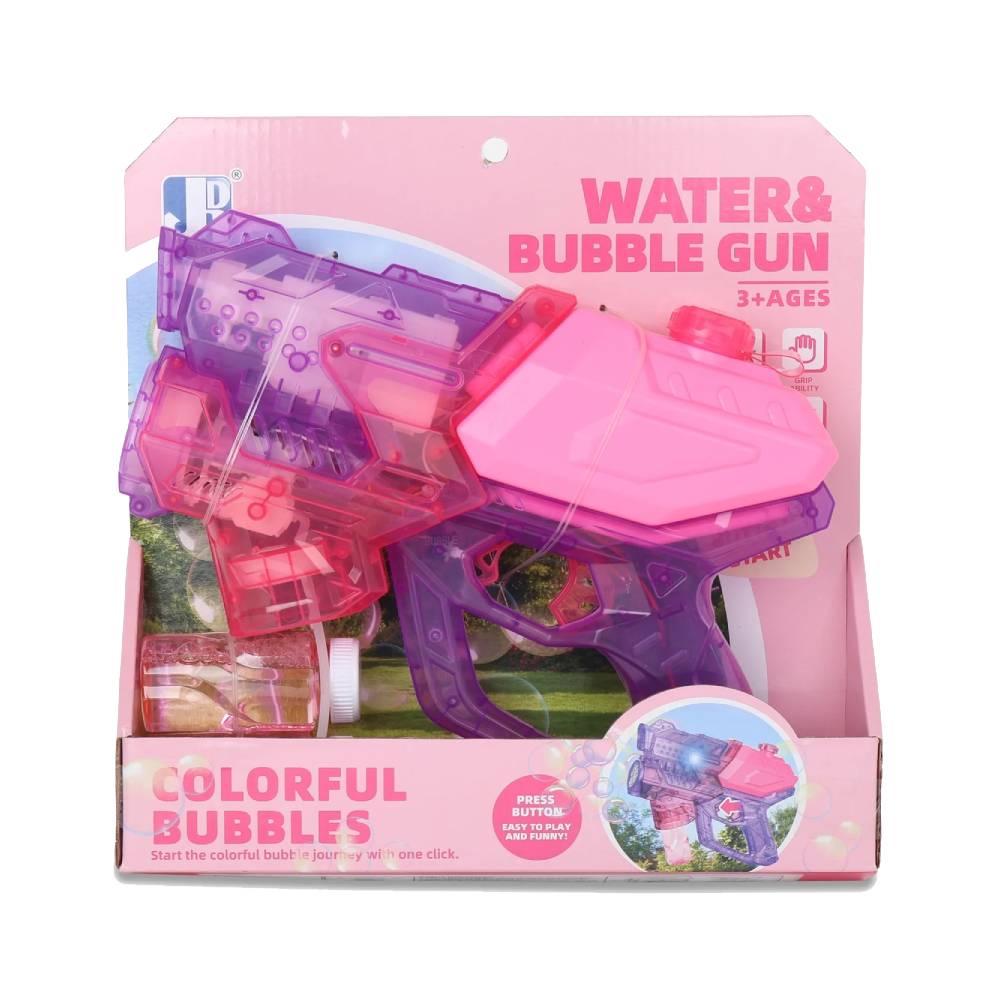 PISTOLA DE BURBUJA Y AGUA CON LUCES ROSADO - 1