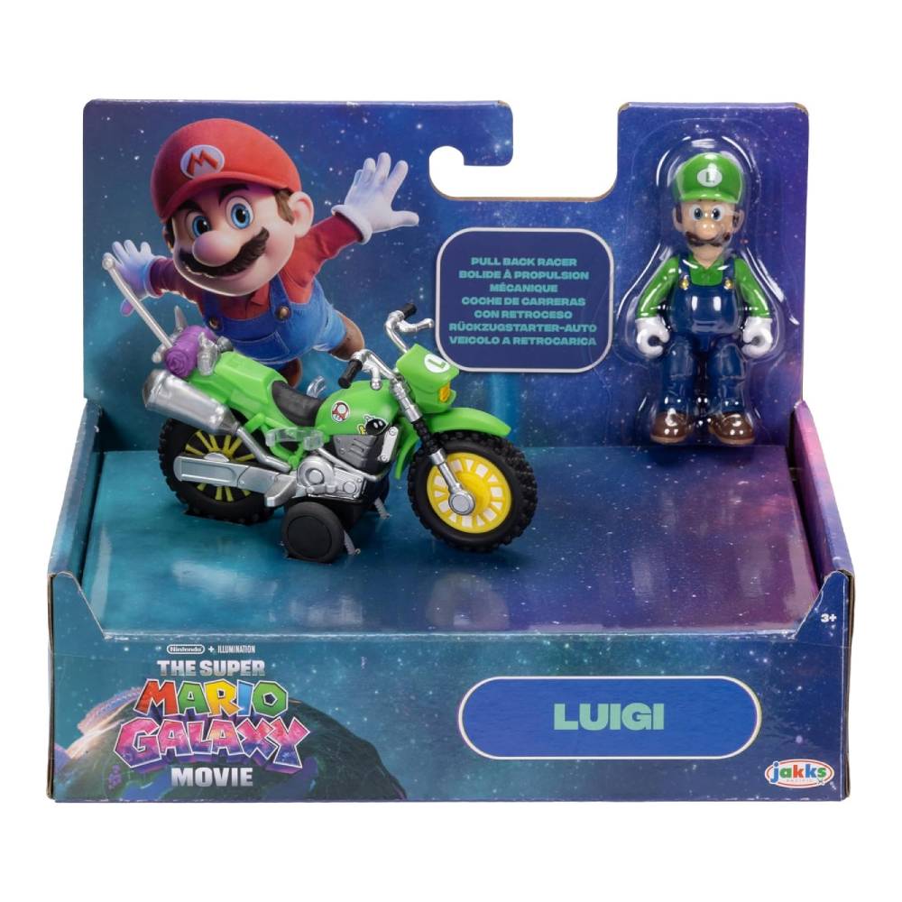 SUPER MARIO GALAXY - FIGURA LUIGI DE 6 CM  CON MOTOCICLETA - 1