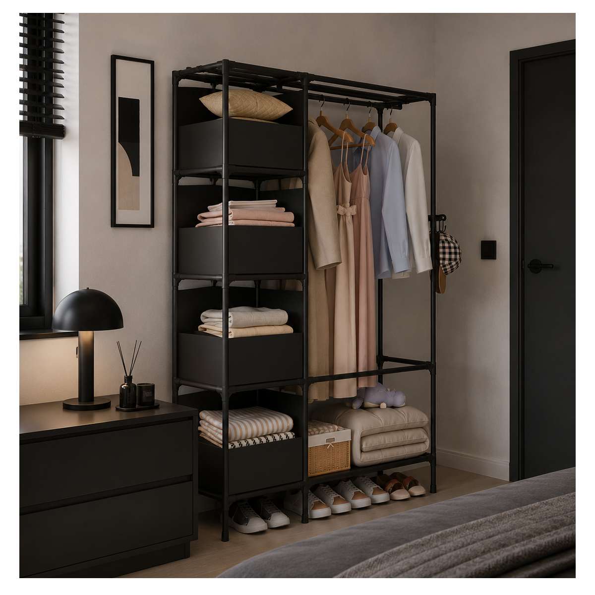 Perchero Colgador Organizador Estante Ropa F47 Negro - 2