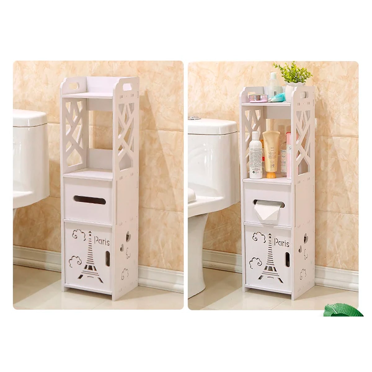 ORGANIZADOR ESTANTE DE MADERA MDF PARA BAÑO PUERTA PAPEL TOALLA MULTIUSO SJ216 - 2