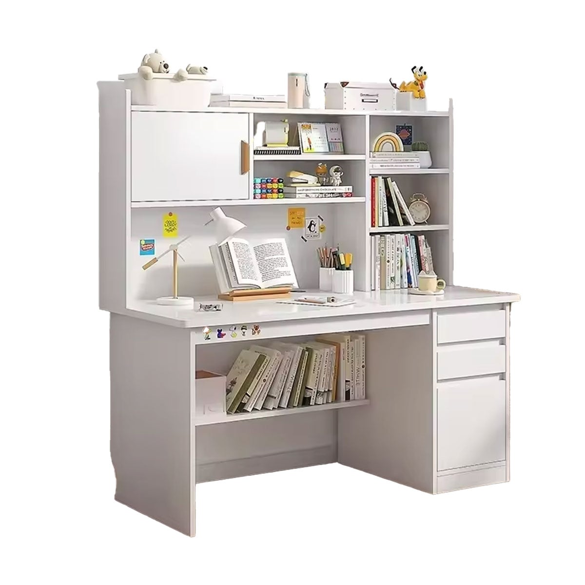 ESCRITORIO MODERNO 8 DIVISIONES CAJONES BLANCO 100CM ZZ86 - 1