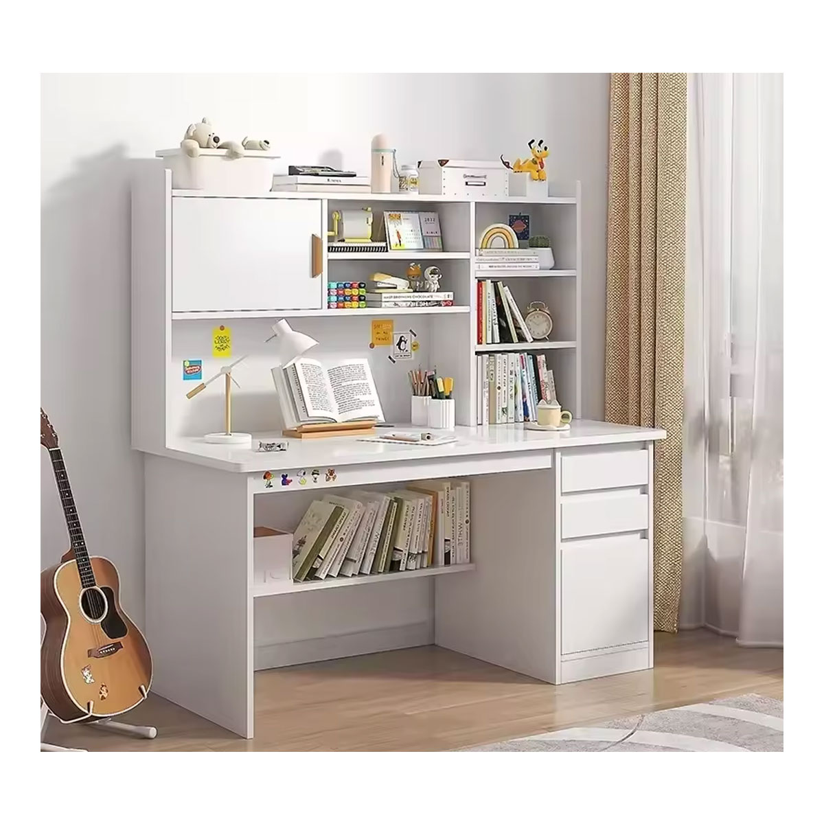 ESCRITORIO MODERNO 8 DIVISIONES CAJONES BLANCO 100CM ZZ86 - 2