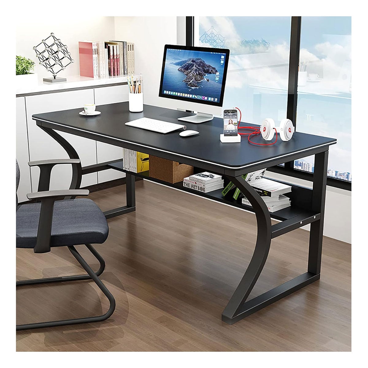 ESCRITORIO MODERNO NEGRO 2 NIVELES 120CM MODELO 2026 - 2