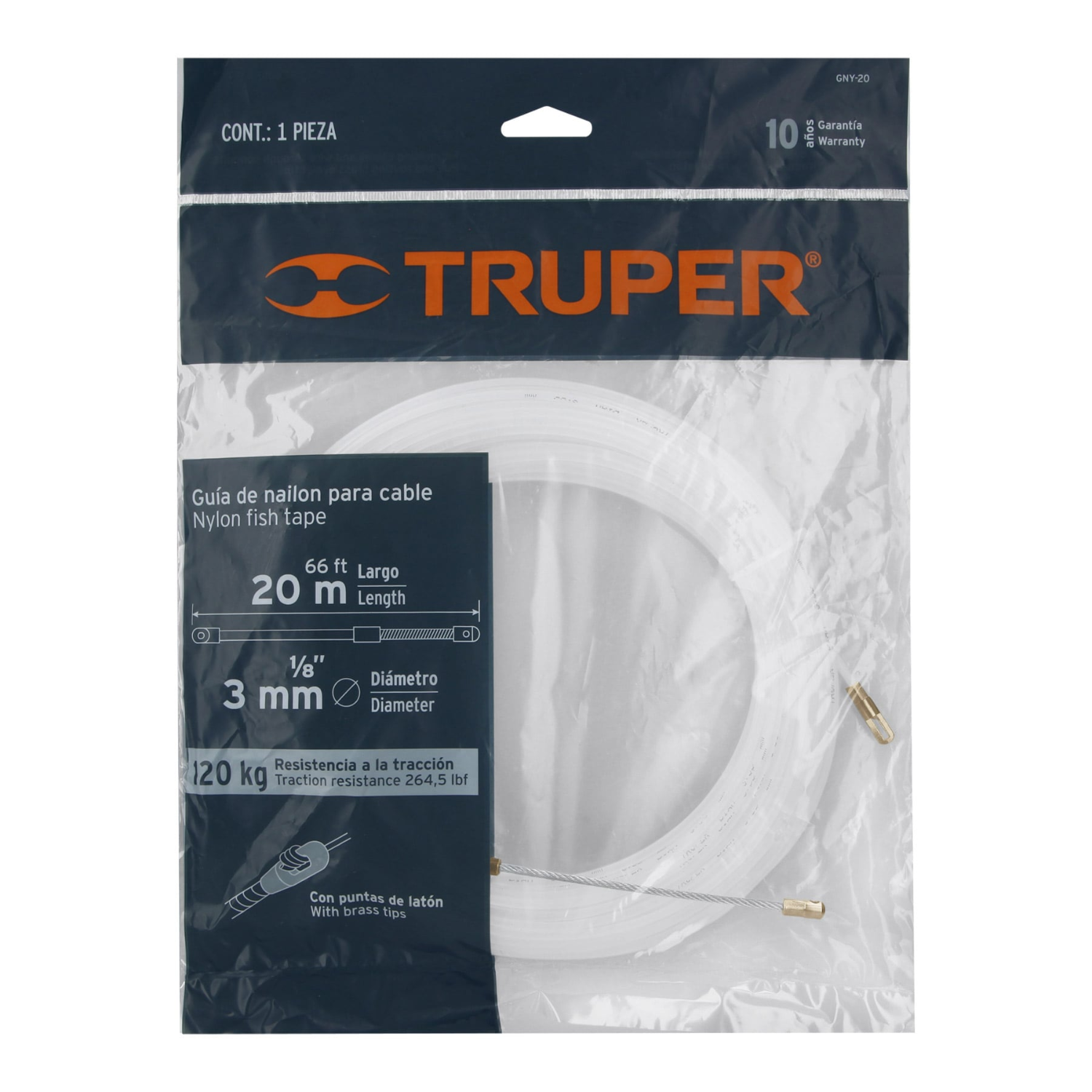 GUIA PASA CABLE DE NYLON 20 METROS TRUPER 17757 - 2