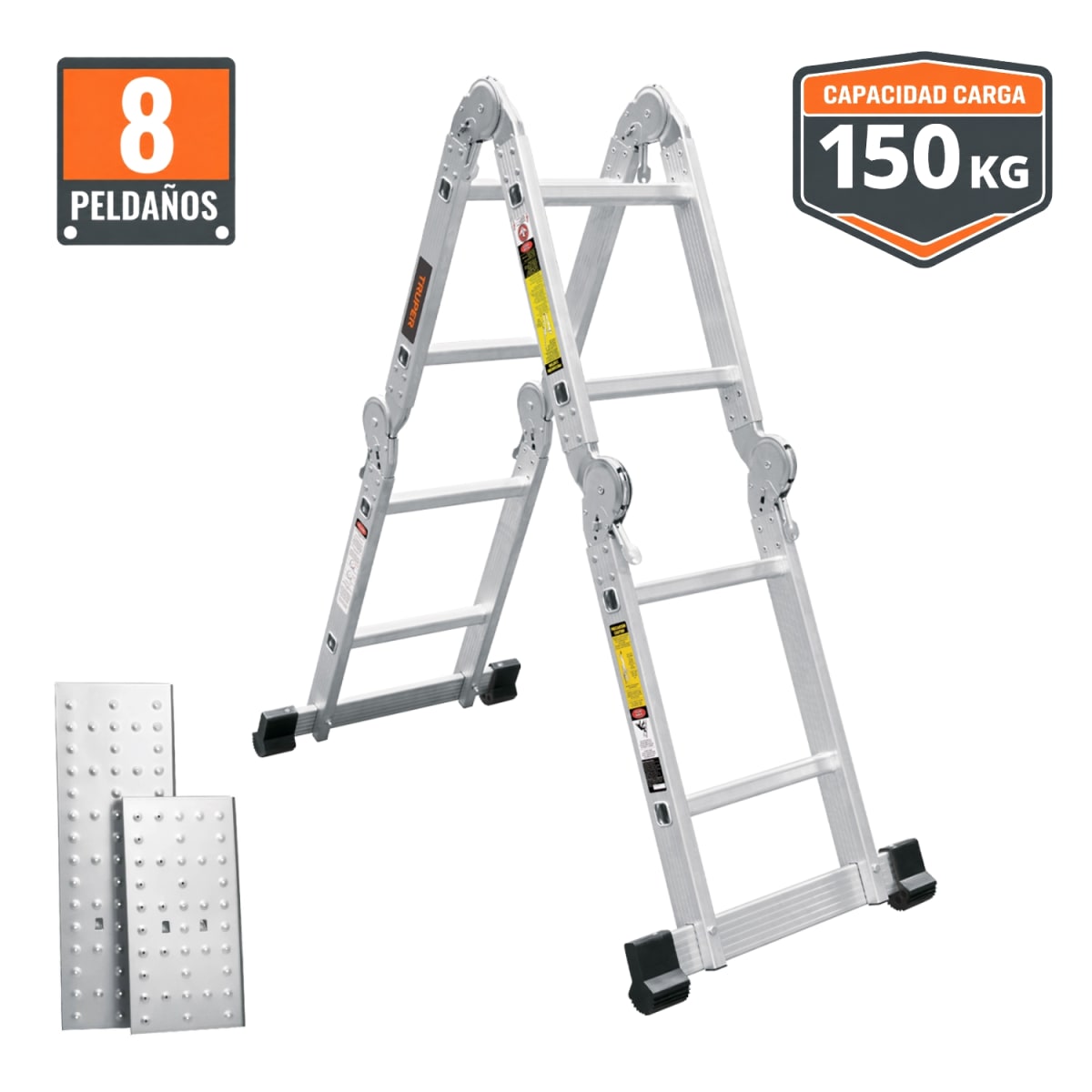 ESCALERA TRUPER MULTIPOSICIÓN SOPORTA 200 KG 101905 8 PELDAÑOS - 1