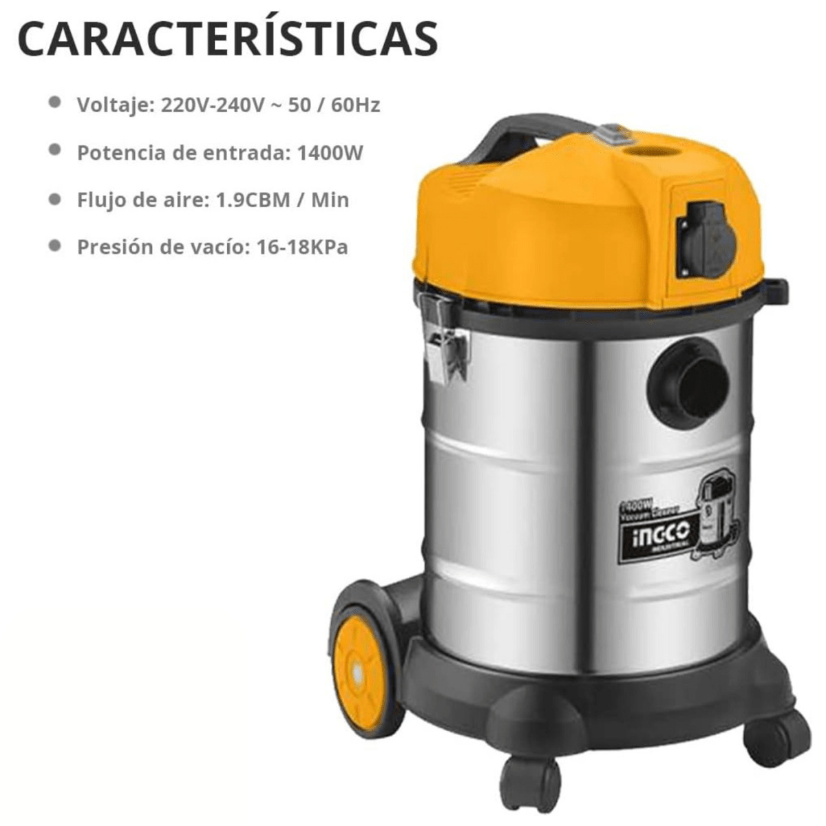 HIDROLAVADORA 1500 PSI TRUPER + ASPIRADORA 30 LITROS INGCO 102095-VC14301 - 6