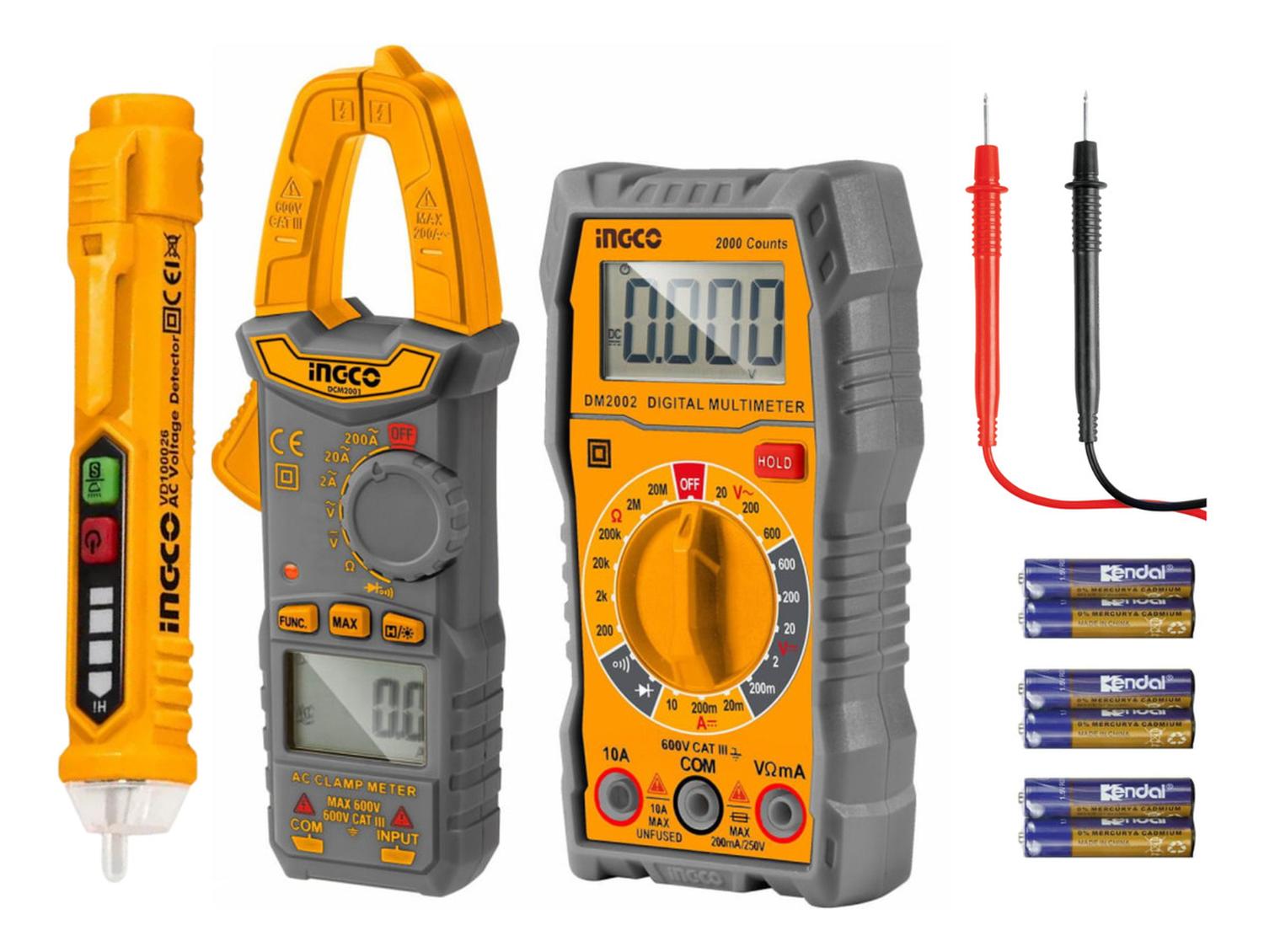 KIT DE 3 HERRAMIENTAS PARA PRUEBAS ELÉCTRICAS INGCO DM3028 - 1