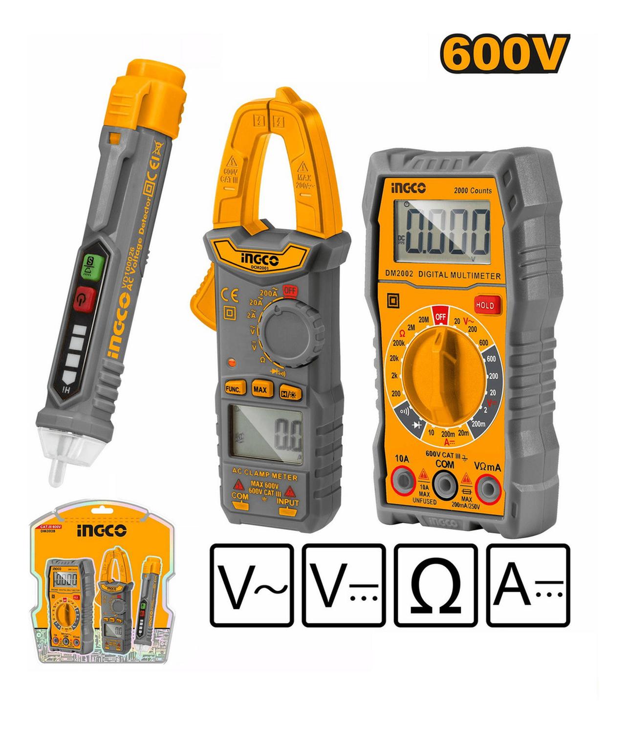 KIT DE 3 HERRAMIENTAS PARA PRUEBAS ELÉCTRICAS INGCO DM3028 - 4