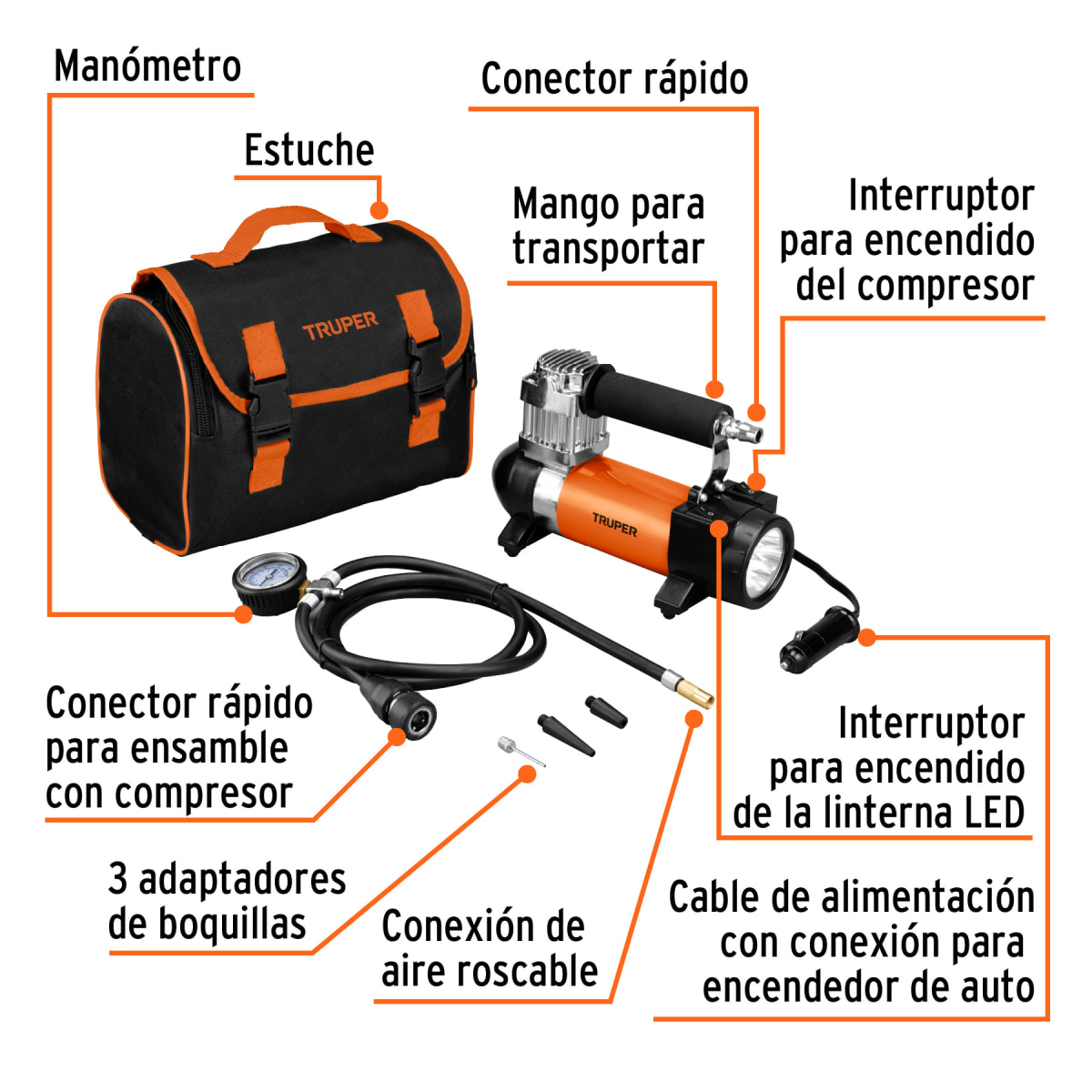 COMBO TRUPER HIDROLAVADORA 1500PSI + COMPRESOR AIRE 180PSI - 8