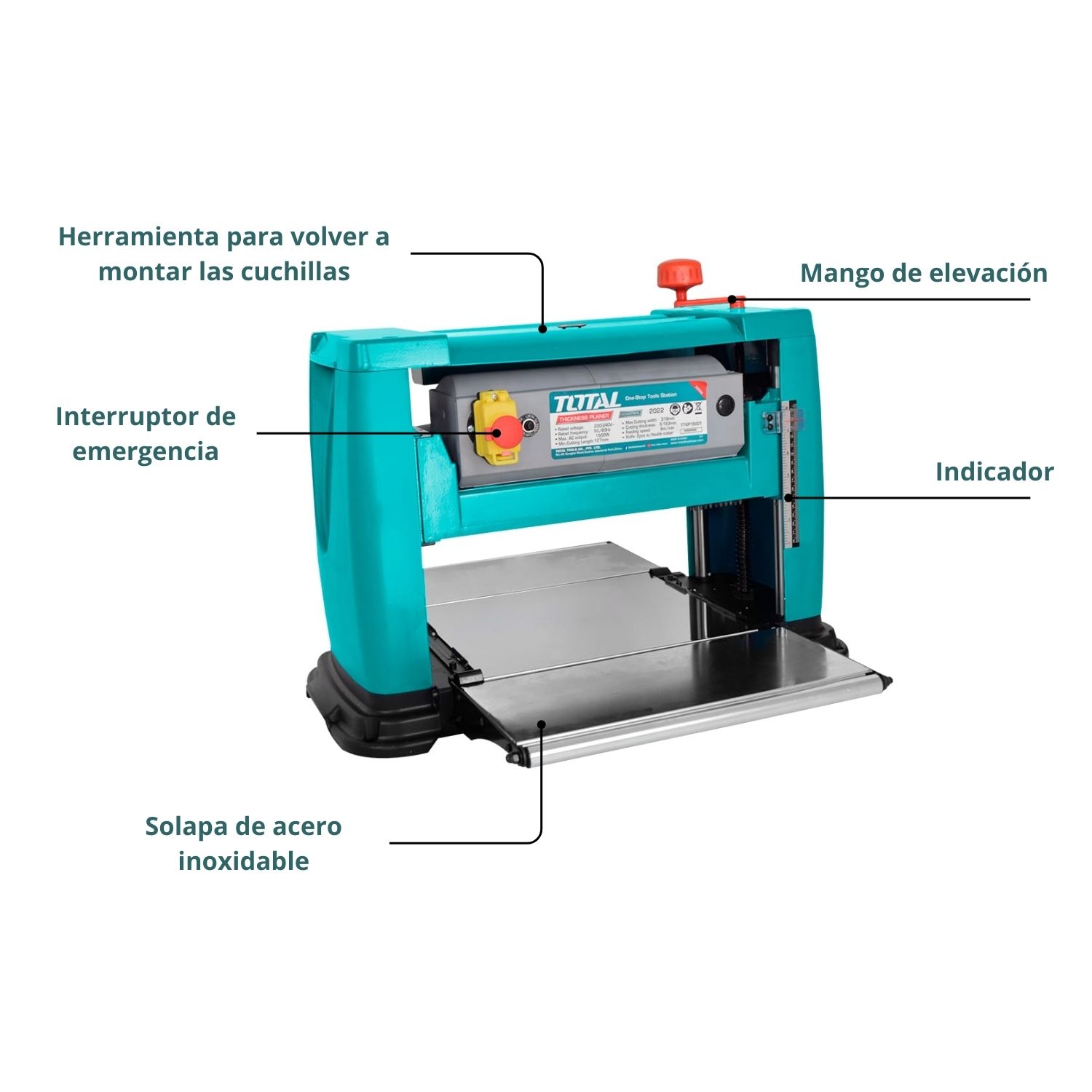 CEPILLO DE BANCO ELÉCTRICO 1500W INDUSTRIAL TOTAL - 4
