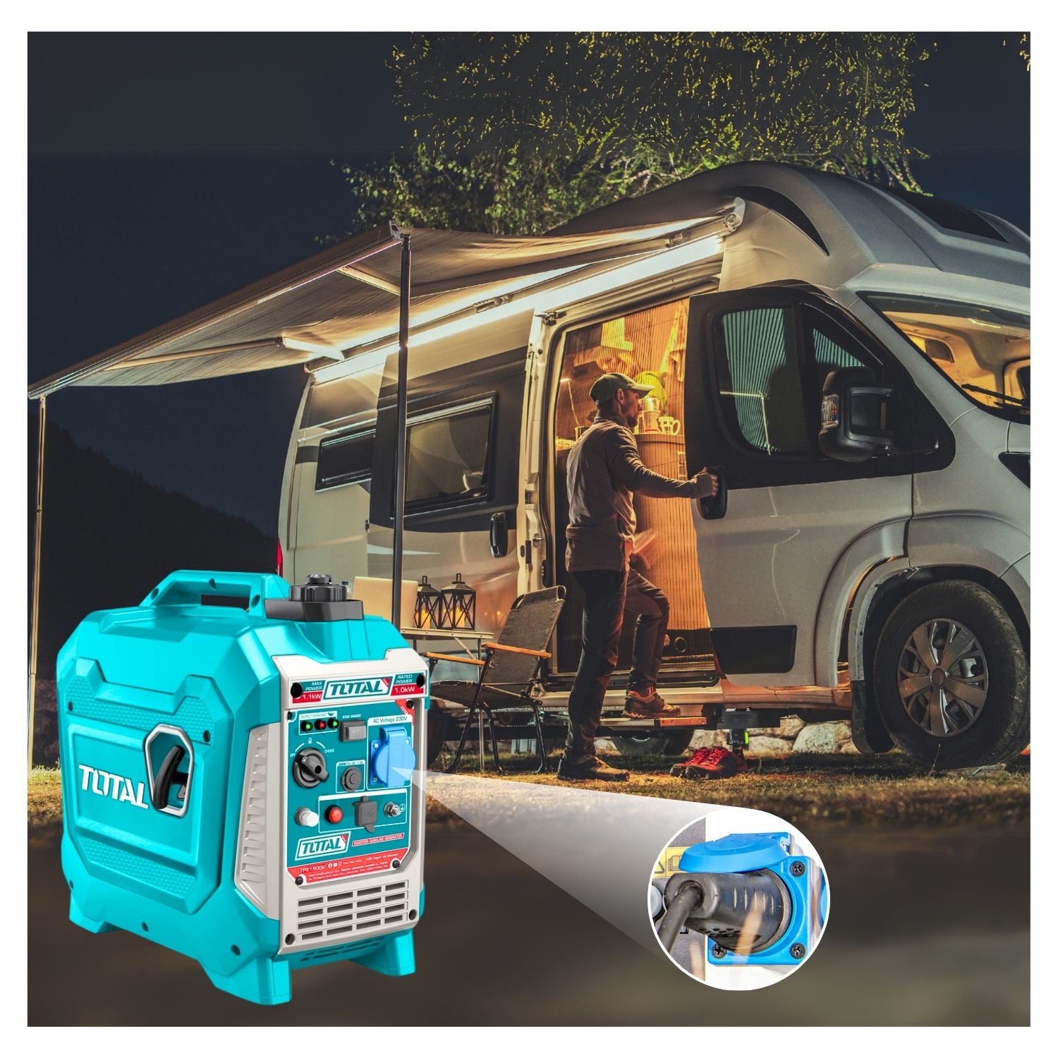 GENERADOR GASOLINERO SILENCIOSO ENCAPSULADO 1100W TOTAL - 4