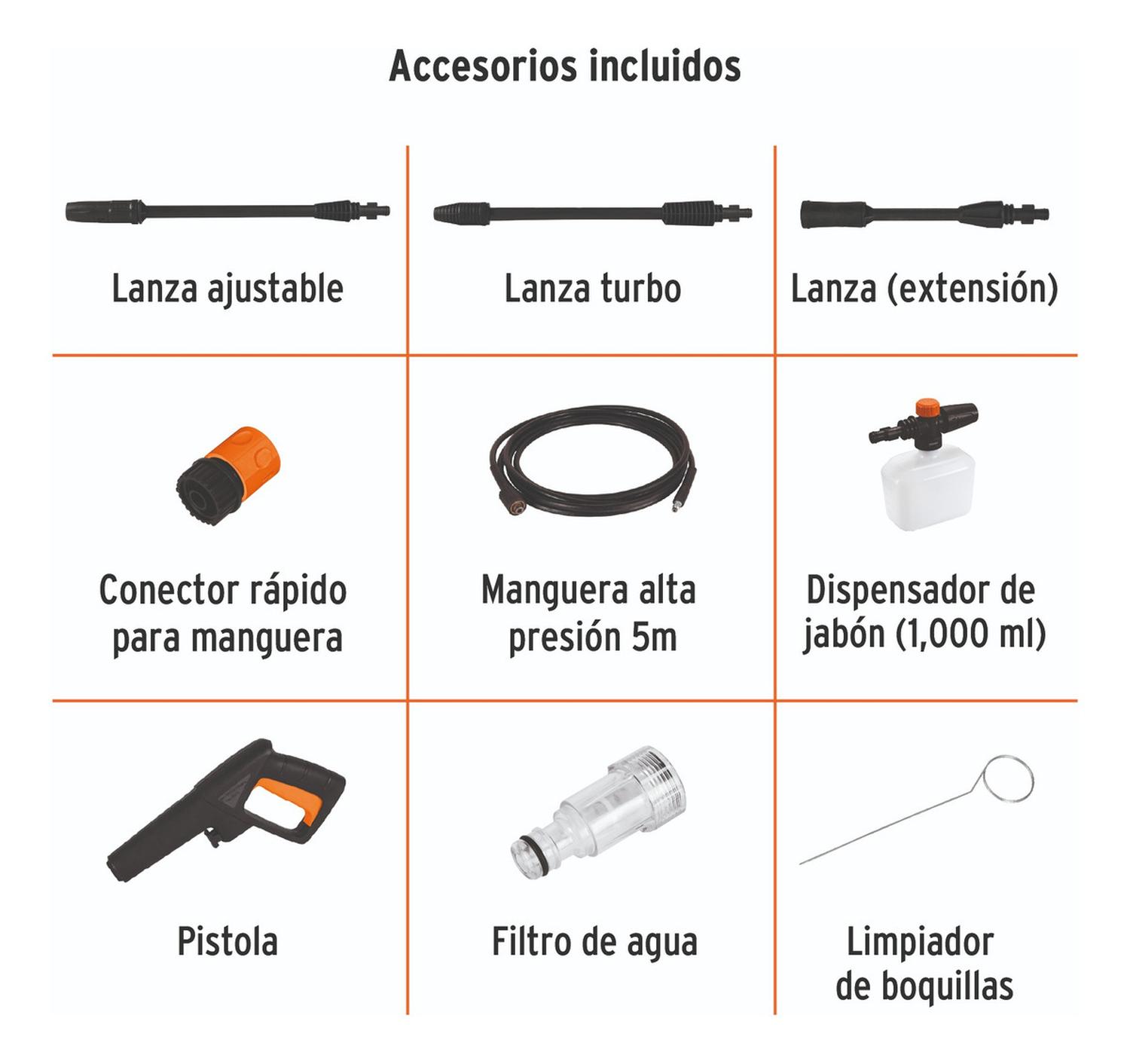 HIDROLAVADORA ELÉCTRICA 1800PSI + MANGUERA 15 METROS TRUPER - 5