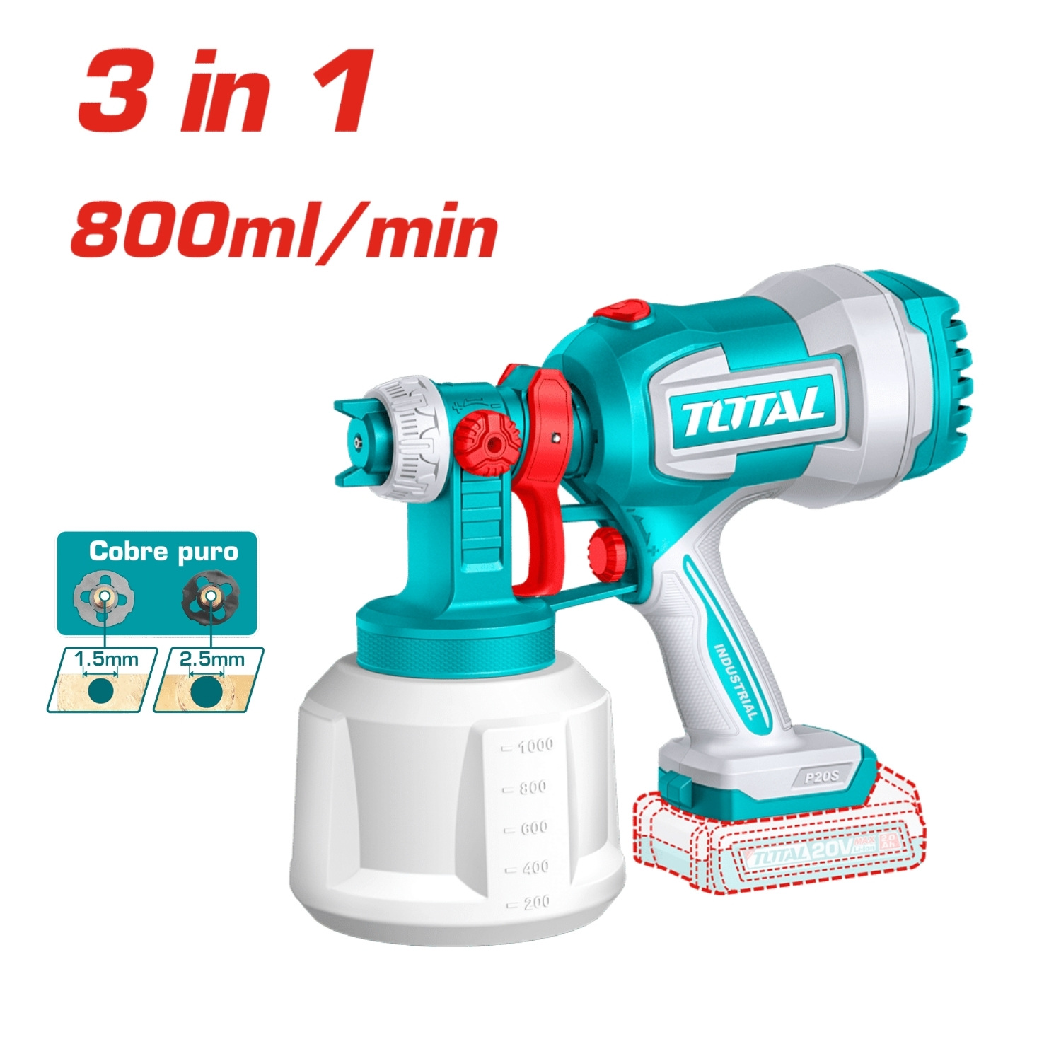 COMBO PISTOLA PARA PINTAR + HIDROLAVADORA + ASPIRADORA 20V TOTAL - 3