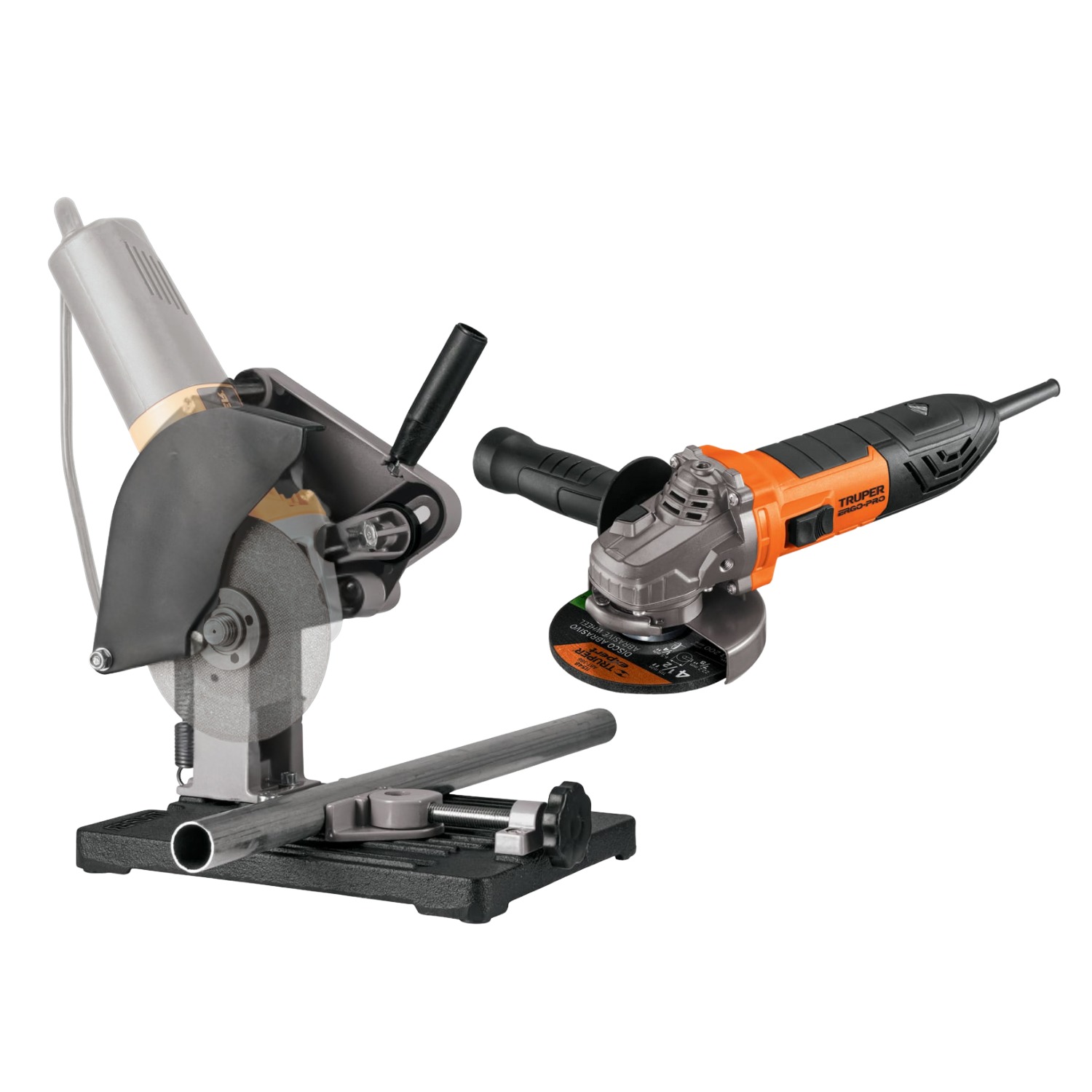 AMOLADORA 850W ERGO PRO + SOPORTE PROFESIONAL 4 ½' TRUPER - 1