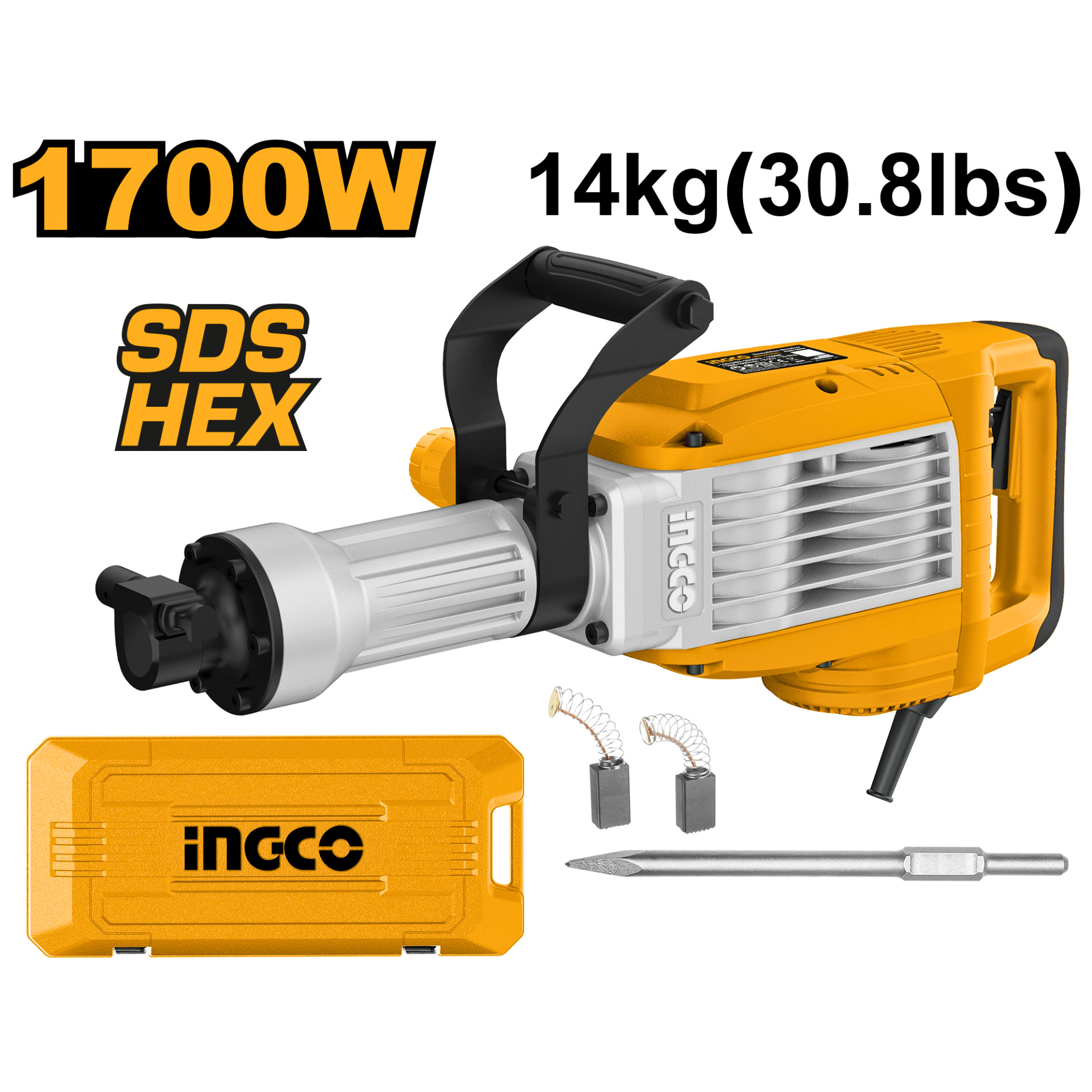 MARTILLO DEMOLEDOR SDS HEX 1700W 50 JOULES INGCO - 2