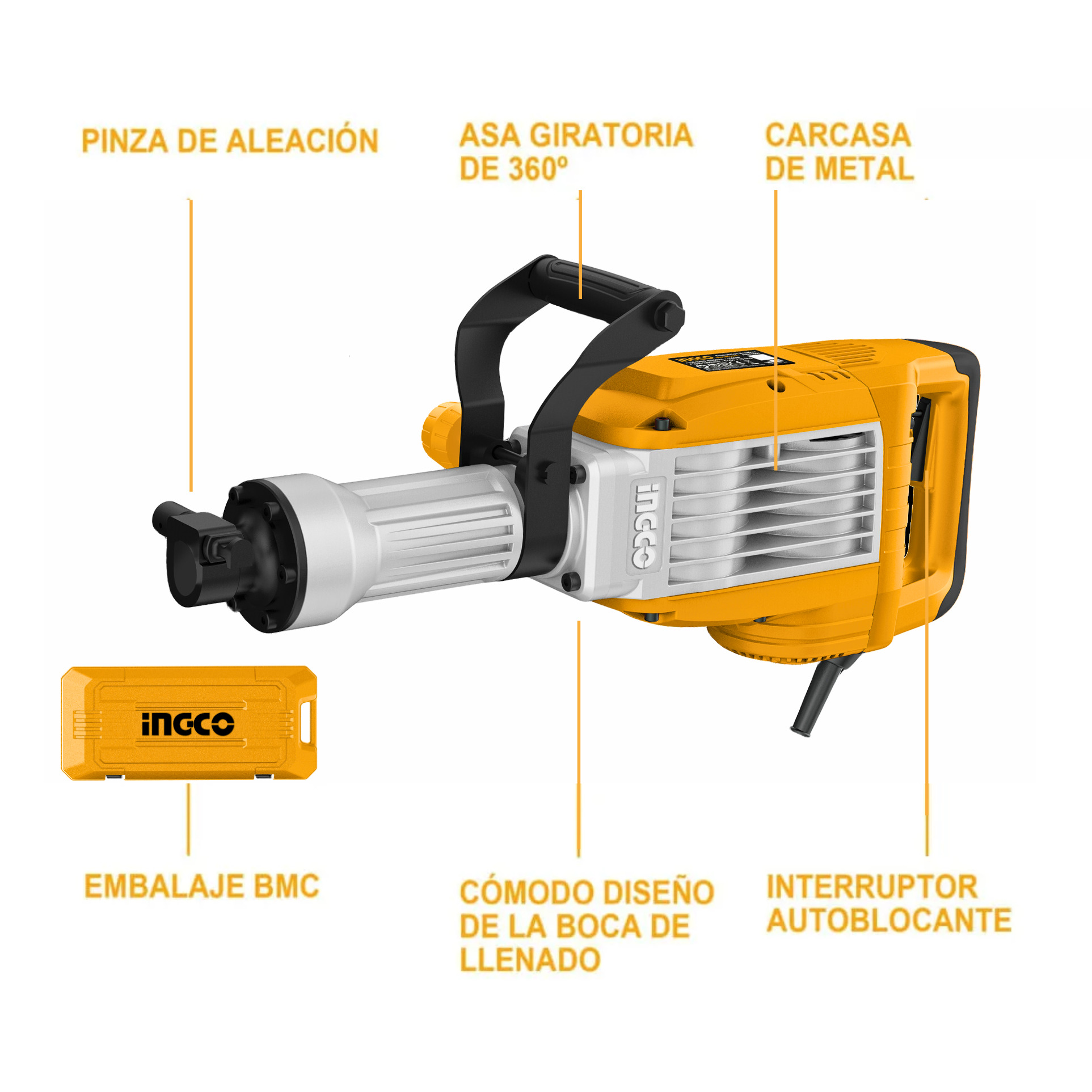 MARTILLO DEMOLEDOR SDS HEX 1700W 50 JOULES INGCO - 3