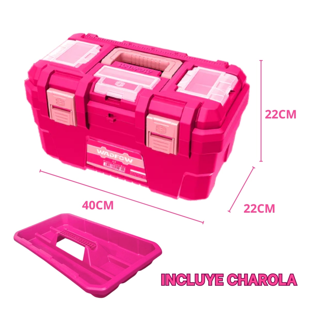 CAJA DE HERRAMIENTAS CON SET DE 89 PIEZAS EN ROSADO WADFOW - 4