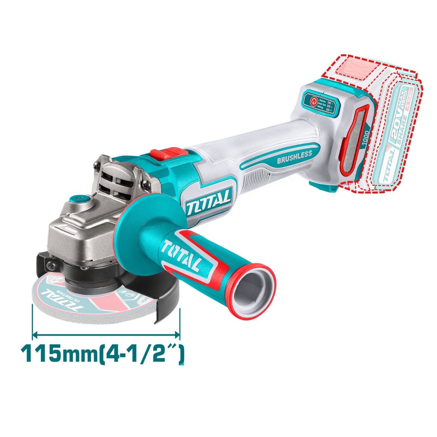 AMOLADORA ANGULAR 4 ½' 1000W 20V TOTAL - 3