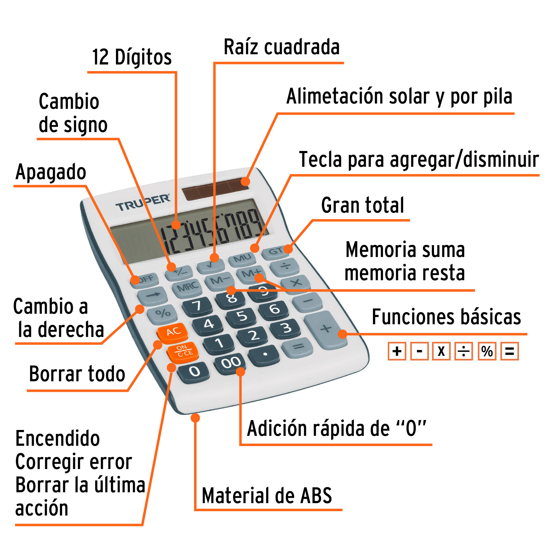 CALCULADORA COMPACTA DE ESCRITORIO TRUPER - 2