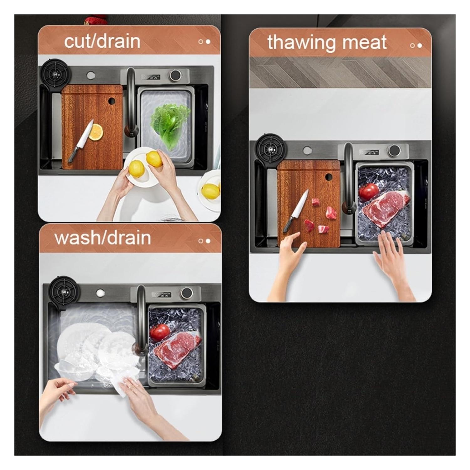 LAVADERO DE COCINA ACERO INOX SMART PREMIUM MULTIFUNCIONAL ALFA AFL-555 - 4
