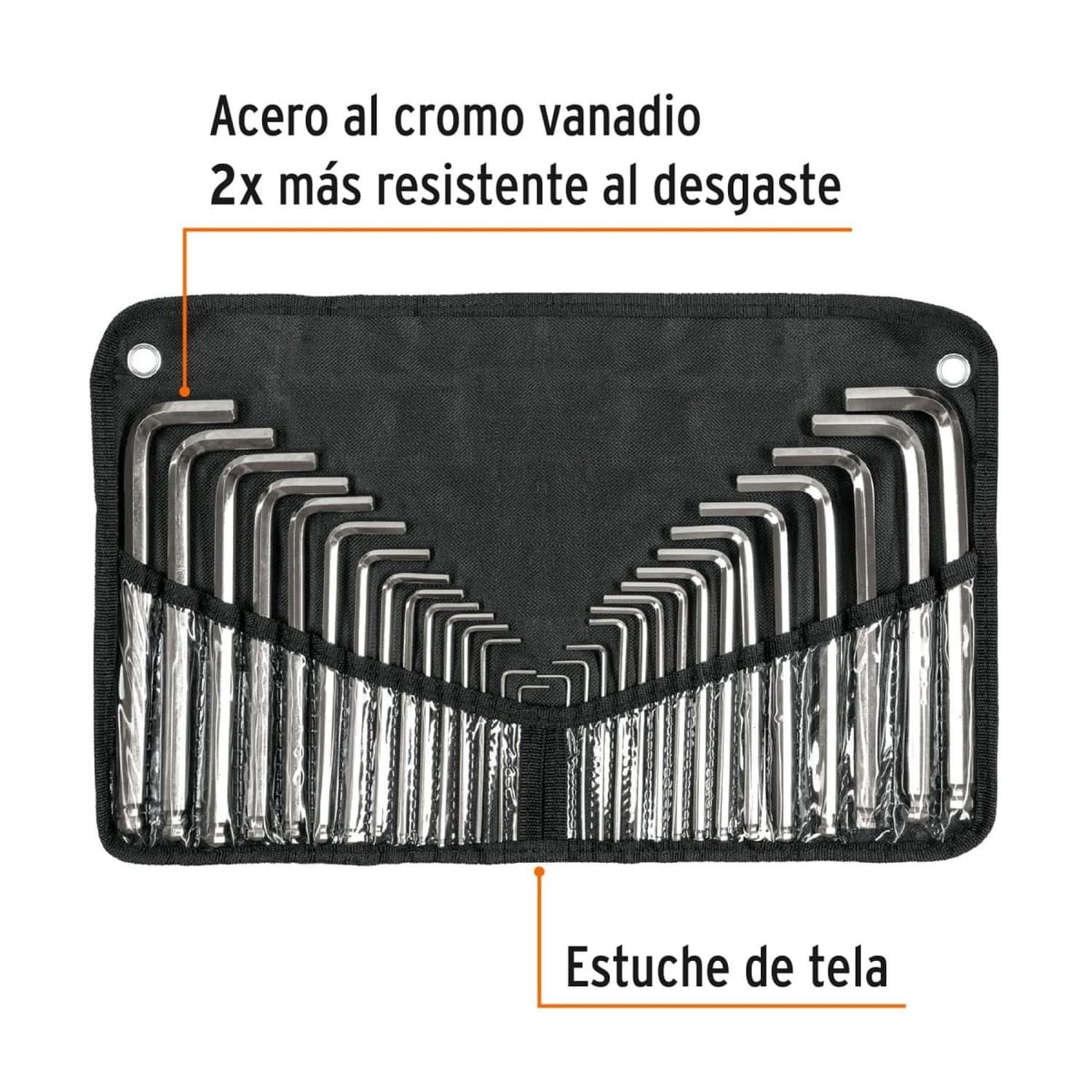 JUEGO 30 LLAVES ALLEN LARGAS STD Y MM PUNTA BOLA, ESTUCHE TRUPER - 2