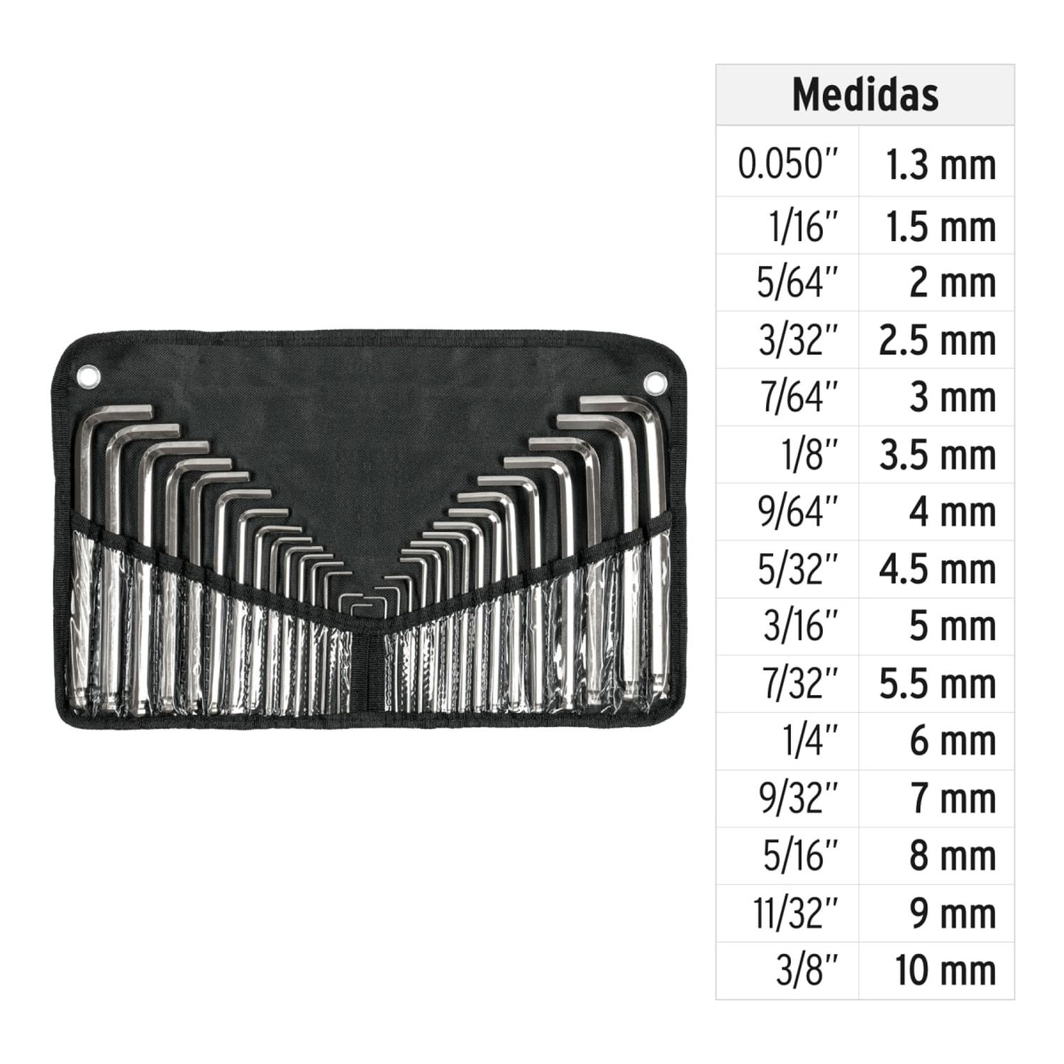 JUEGO 30 LLAVES ALLEN LARGAS STD Y MM PUNTA BOLA, ESTUCHE TRUPER - 3