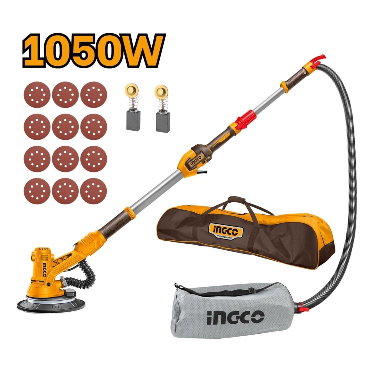 LIJADORA DE PARED Y TECHO TELESCÓPICA INDUSTRIAL 1050W INGCO - 1
