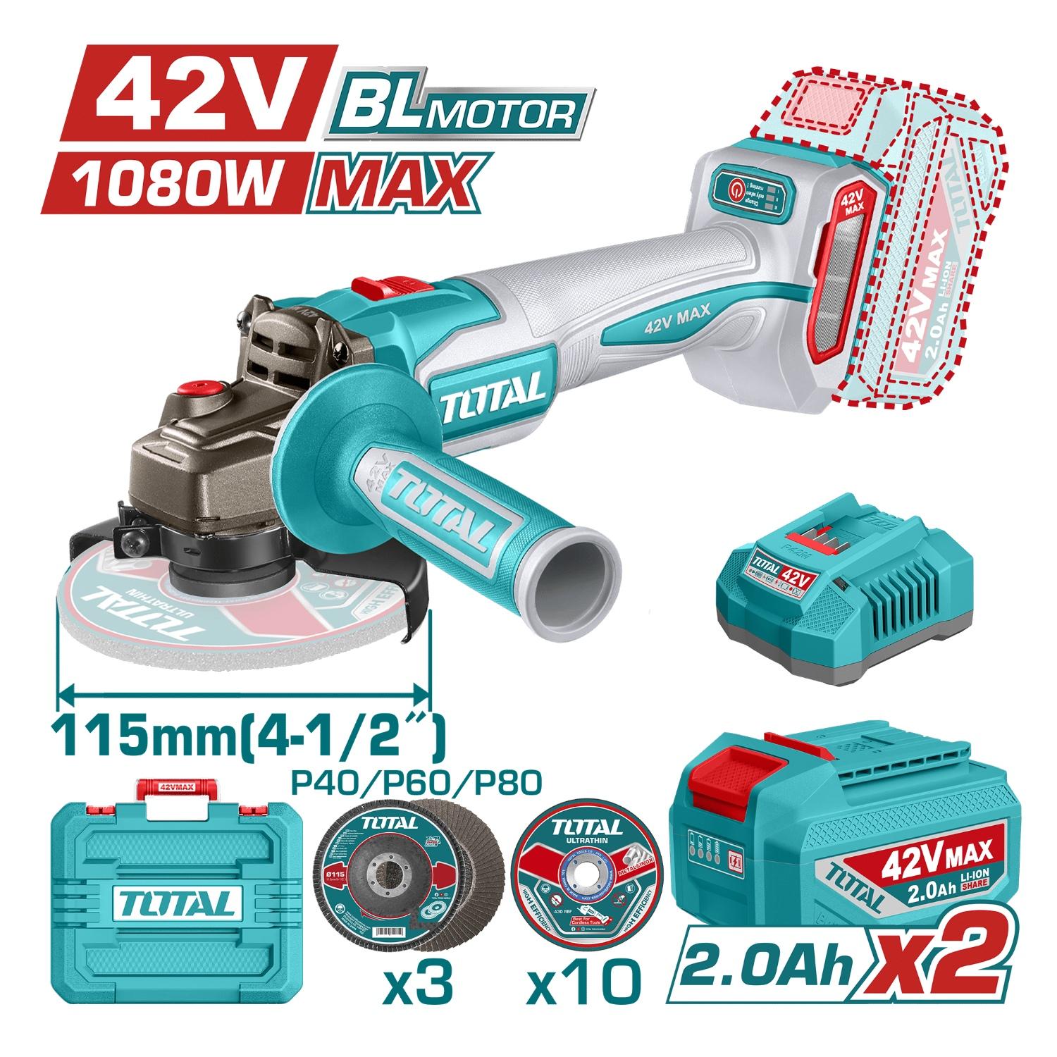 AMOLADORA INALAMBRICA 1080W 41/2'' + 2 BATERÍA Y CARGADOR 42V TOTAL - 2