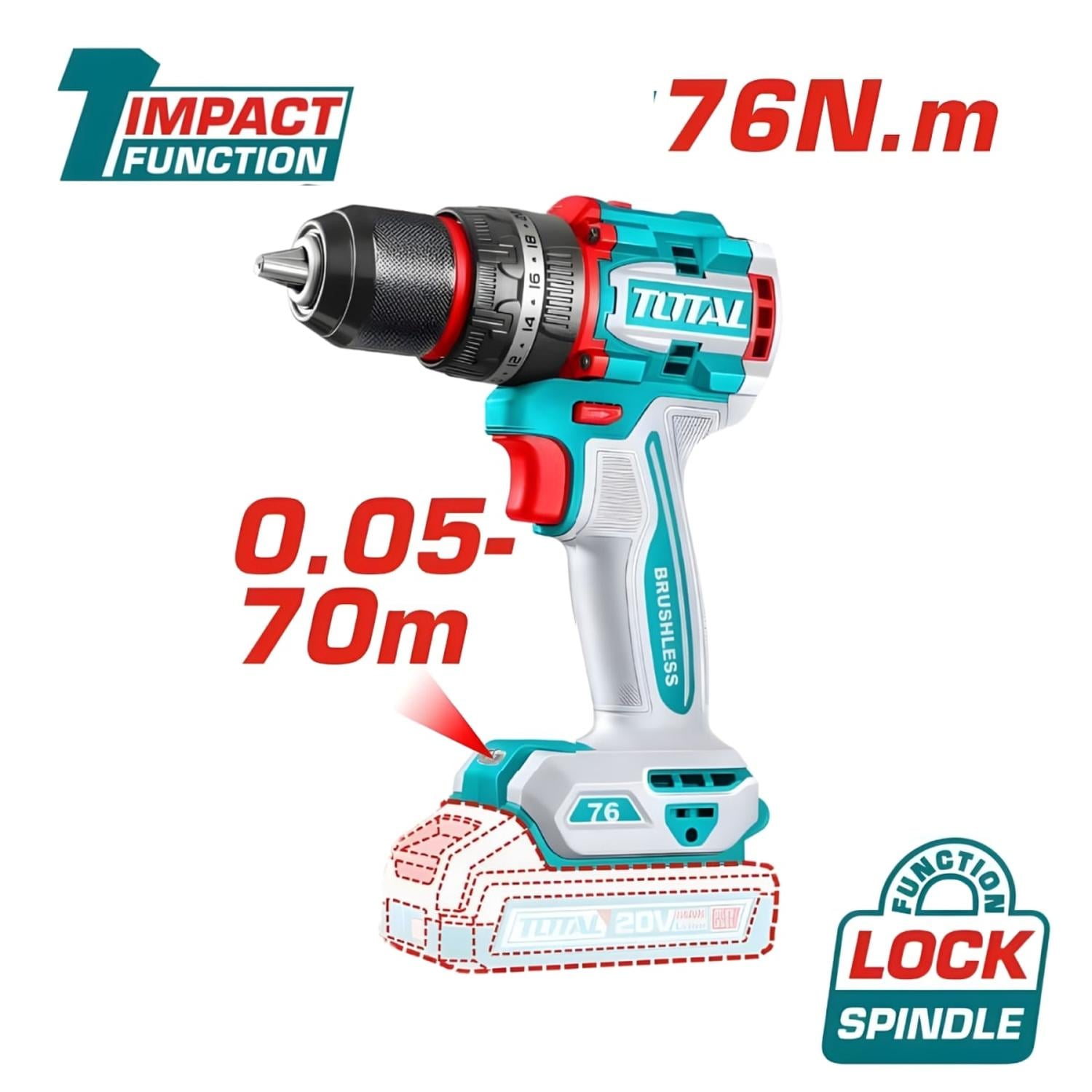 COMBO TALADRO 76NM + NIVEL LASER DE 2 LINEAS + MEDIDOR DE DISTANCIA LASER 70M TOTAL - 3