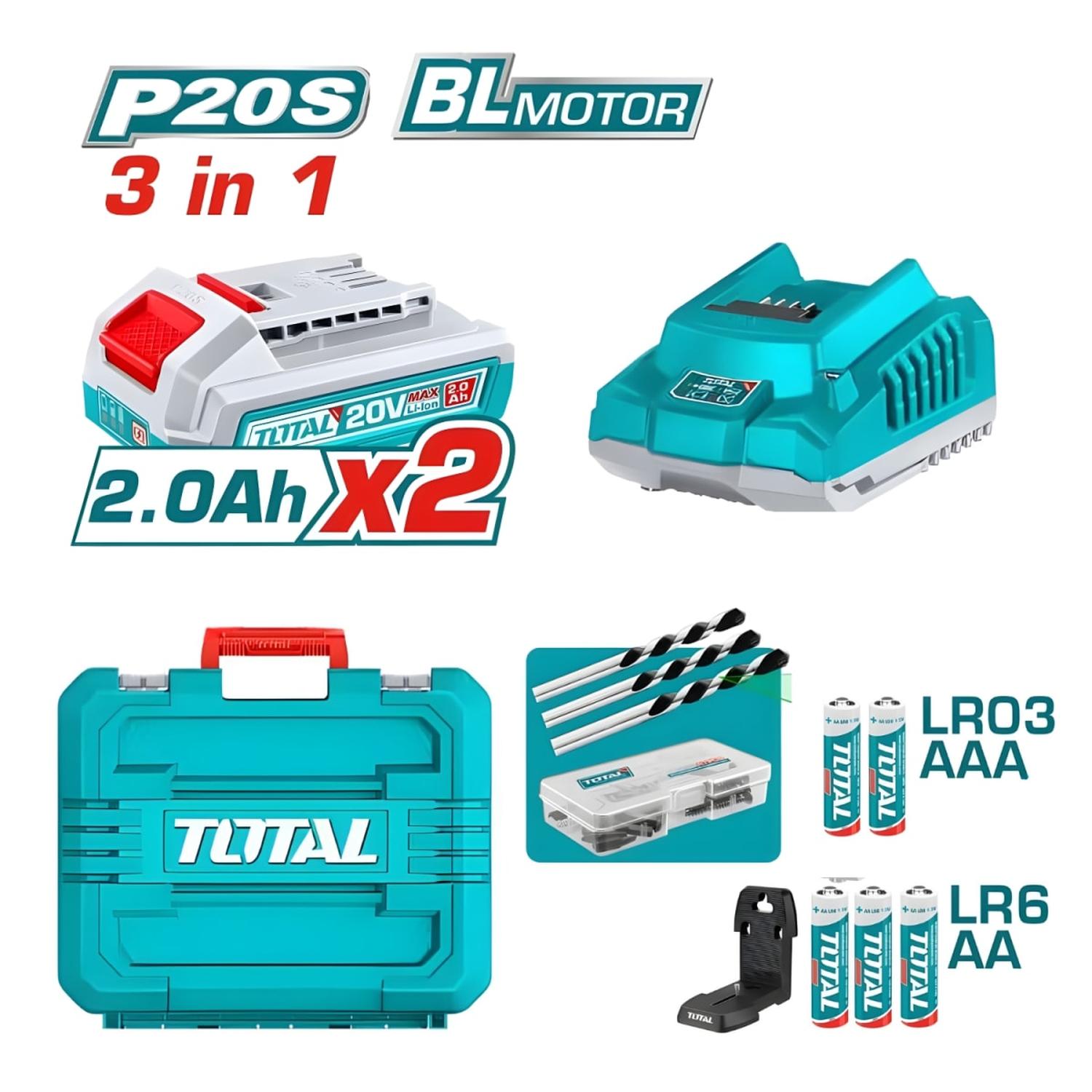 COMBO TALADRO 76NM + NIVEL LASER DE 2 LINEAS + MEDIDOR DE DISTANCIA LASER 70M TOTAL - 5
