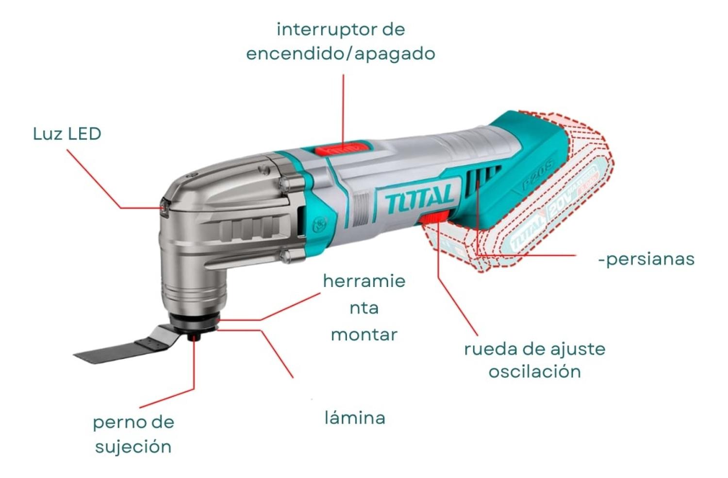 HERRAMIENTA MULTIFUNCIONAL CON ACCESORIOS 20V TOTAL - 4