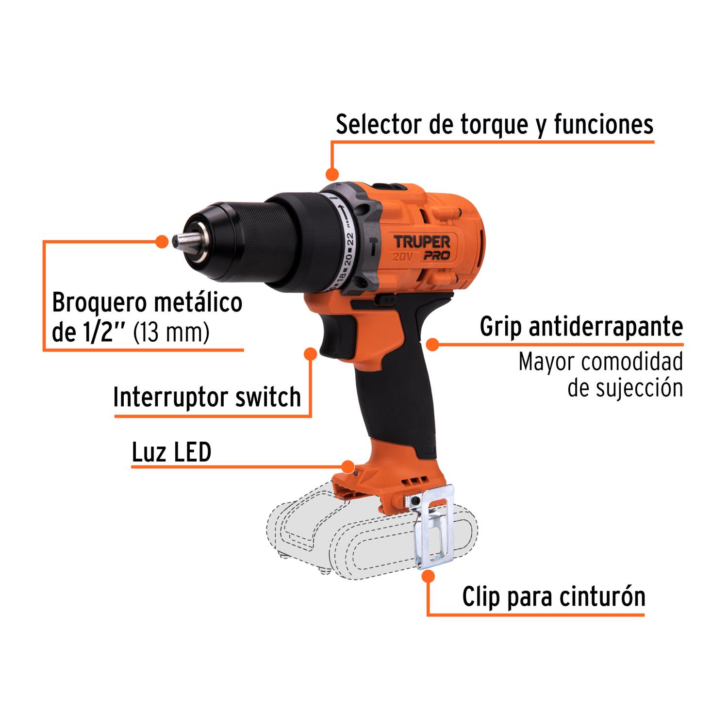 TALADRO PERCUTOR 20V (SOLO CABEZAL) TRUPER - 8