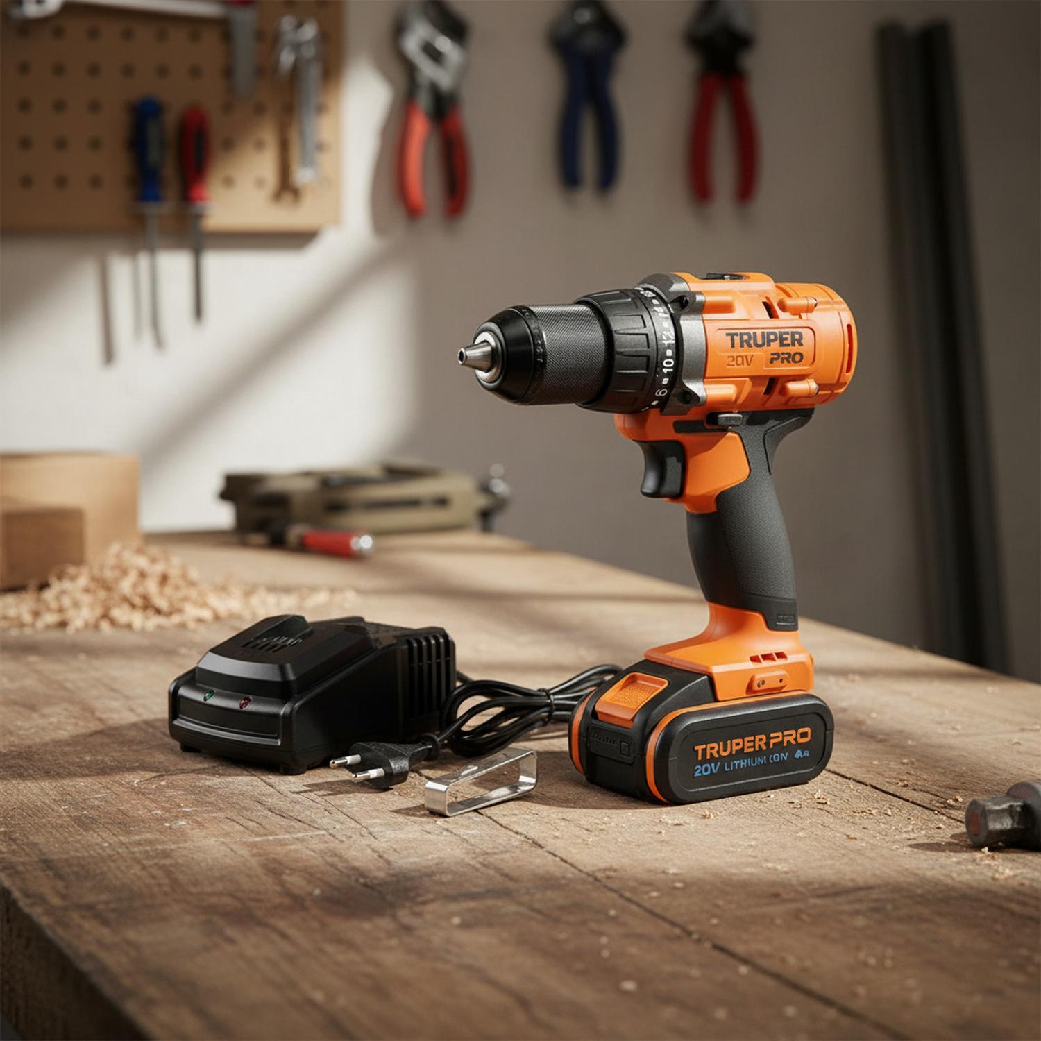TALADRO ATORNILLADOR 20V + 2 BATERIAS 4AH + CARGADOR TRUPER - 8