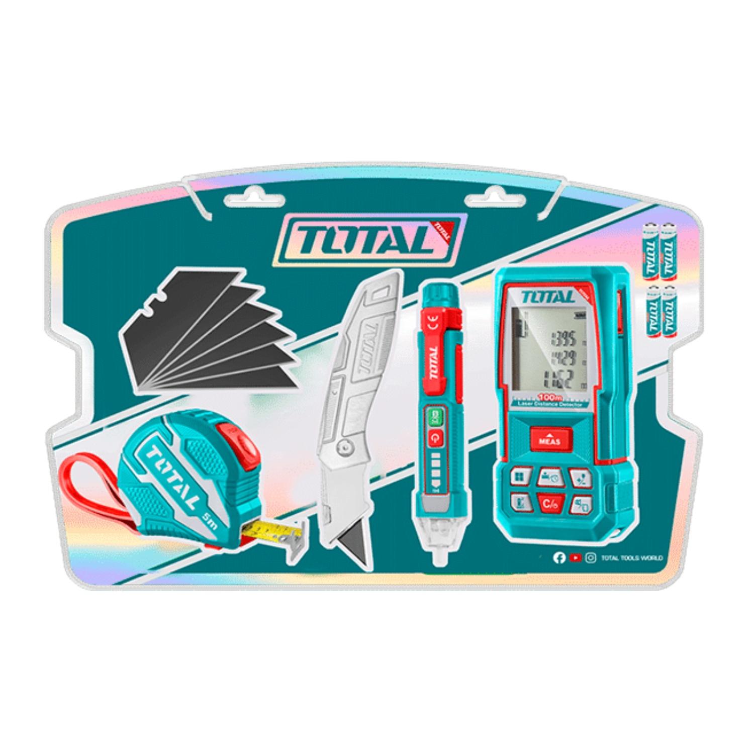 MEDIDOR LASER 100M + DETECTOR + NAVAJA Y WINCHA TOTAL - 5
