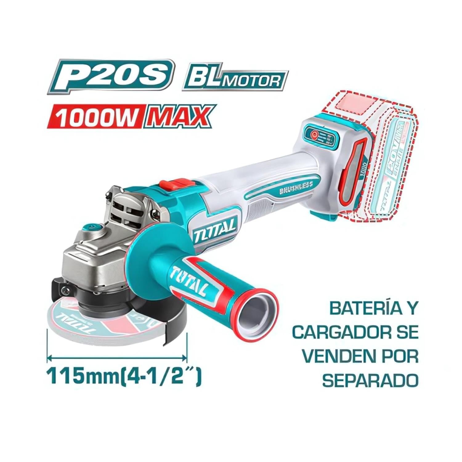 COMBO TALADRO PERCUTOR + LLAVE DE IMPACTO + AMOLADORA TOTAL - 7