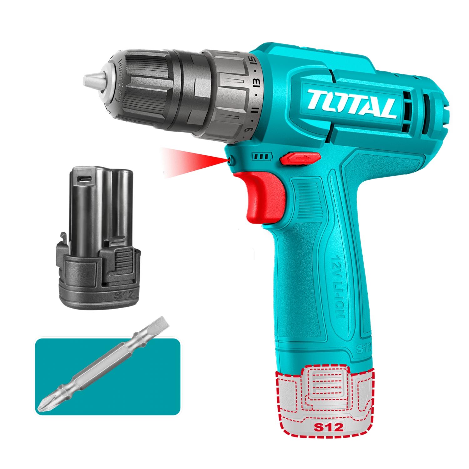 TALADRO ATORNILLADOR 12V + BATERIA TIPO C TOTAL - 1