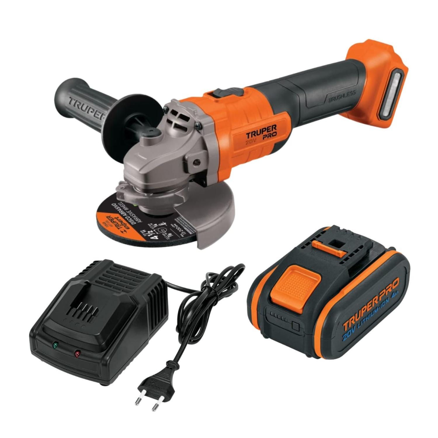 AMOLADORA 4 1/2 20V + 1 BATERIA 4AH + CARGADOR TRUPER - 1