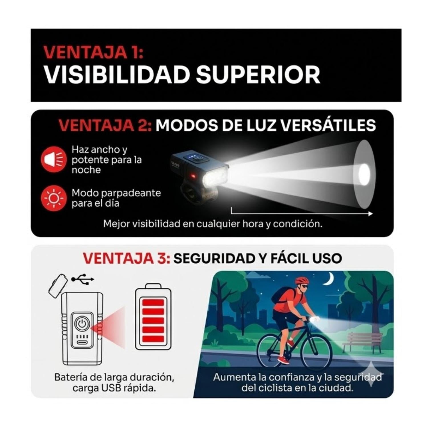 LUZ DELANTERA MULTIFUNCIONAL PARA BICICLETA OPALUX - 4