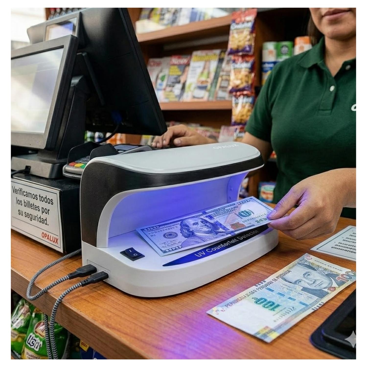 DETECTOR DE BILLETES FALSOS RECARGABLE OPALUX - 4