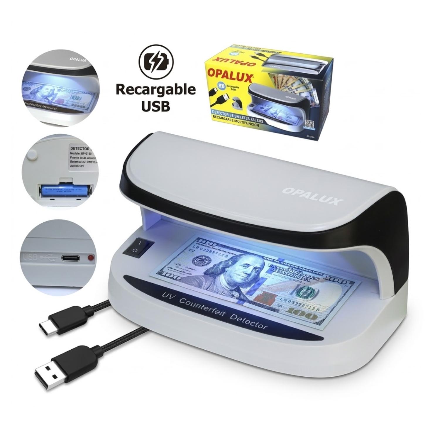 DETECTOR DE BILLETES FALSOS RECARGABLE OPALUX - 5